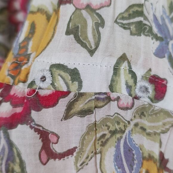 LOFT The Softened Shirt Floral Bell Sleeve Cotton Popover Blouse Top Size L - Picture 12 of 12